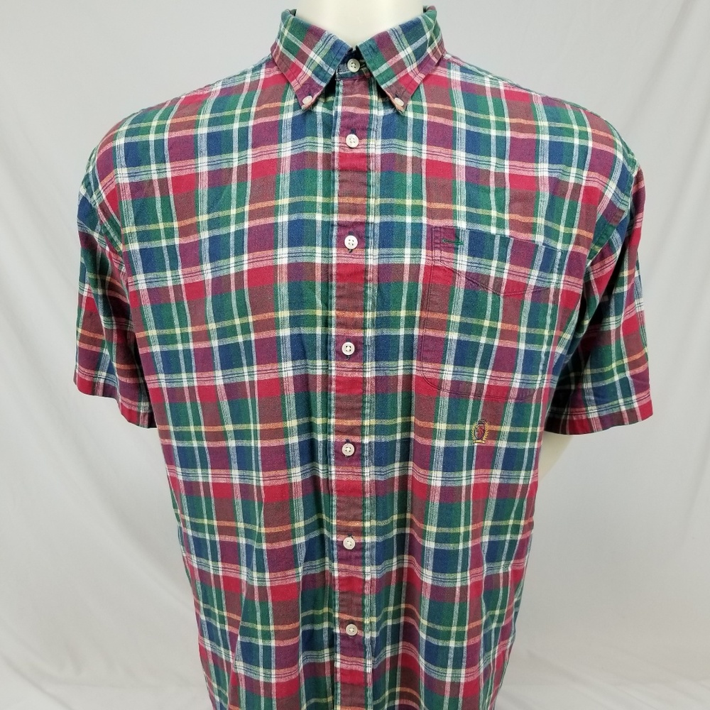 Vintage Tommy Hilfiger Linen Blend Shirt Plaid XL